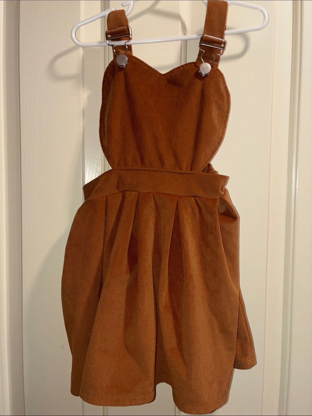 Girls' Rust Corduroy Pinafore Dress with Adjustable Straps